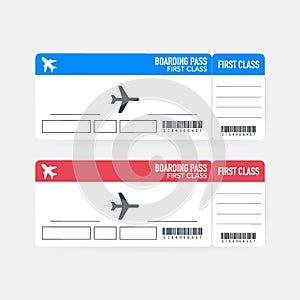 MobileAirline boarding pass tickets to plane for travel journey. Vector illustration.