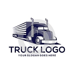 Mobilebig truck vector logo illustration,good for mascot,delivery,or logistic,logo industry,flat color style with blue