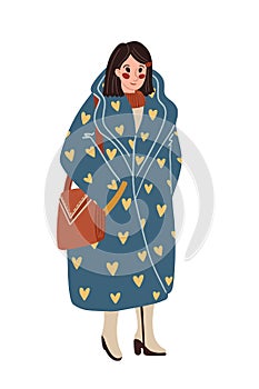 Mobileflat vector winter fashion woman illustration female cartoon character fashionable clothes girl winter fashion