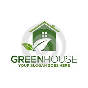 Mobilegreen house vector logo illustration, perfect, good for mascot, nature logo buildings, flat color style with and green