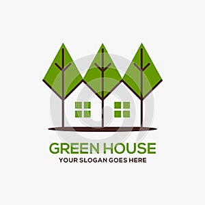 Mobilegreen house vector logo illustration perfect good for nature logo buildings flat color style with green and brown