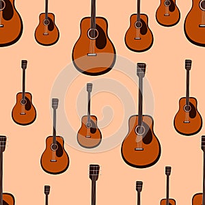 MobileGuitar seamless pattern. Stringed musical instrument. Vector illustration