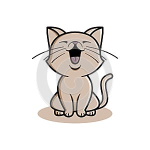 Mobilehappy cat cartoon logo illustration perfect good for mascot logo industry flat color style with brown
