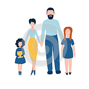 MobileHappy family flat icons set - father, mother and two daughters