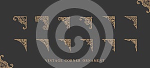 MobileVector decorative gold set vintage filigree ornament elements: luxury corner decoration.