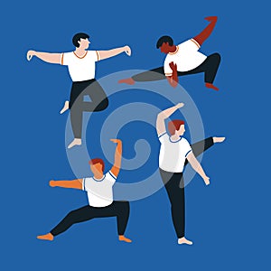 MobileVector silhouettes of young men perform a few forms of Tai Chi.  Sport  card design.