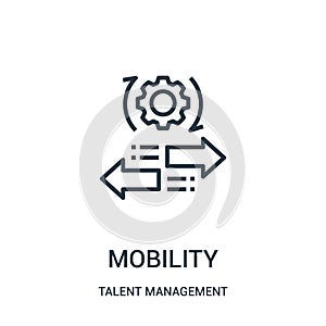 mobility icon vector from talent management collection. Thin line mobility outline icon vector illustration