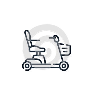 mobility scooter icon vector from supermarket concept. Thin line illustration of mobility scooter editable stroke. mobility photo