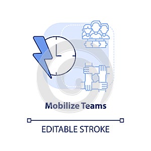 Mobilize teams light blue concept icon photo