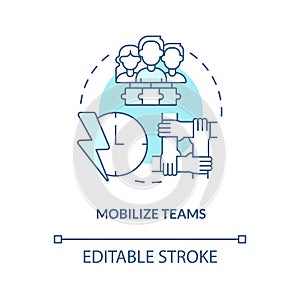 Mobilize teams turquoise concept icon photo