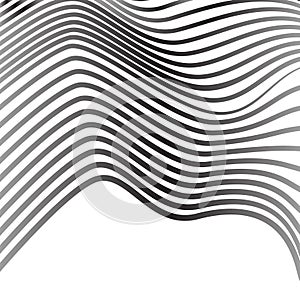 Mobious optical art wave vector background black and white