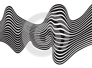 Mobious optical art wave vector background black and white