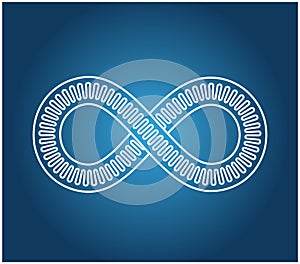 Mobius loop made of three lines, inner one undulating. The sign of infinity. Infinity symbol 8 eight