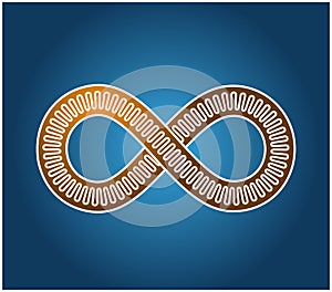 Mobius loop made of three lines, inner one undulating. The sign of infinity. Infinity symbol 8 eight