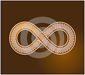 Mobius loop made of three lines, inner one undulating. The sign of infinity. Infinity symbol 8 eight