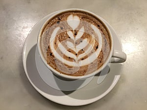 Mocaccono. Mocha. Top view. latte art.