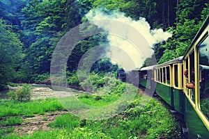 Mocanita touristic train - The last forestry steam working train in Europe. photo