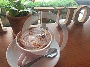 Mocca coffee on and Back text