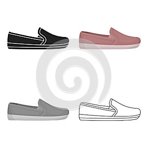 Moccasin icon in cartoon style isolated on white background. Shoes symbol stock vector illustration.