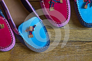 Moccasins red and blue photo