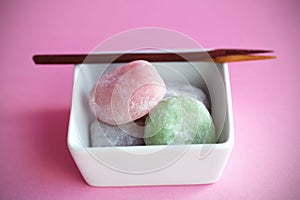 Mochi colorful japanese rice cakes, dessert