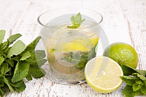 Mochito with lime and mint