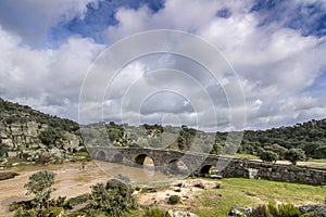 Mocho Bridge in the town of Ledesma in the province of Salamanca photo