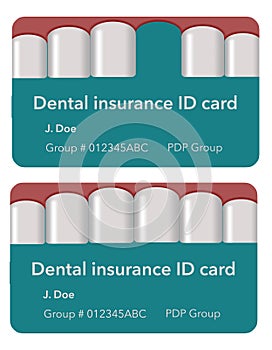 A mock generic dental insurance identification card is seen