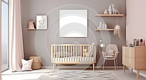 Mock up of baby's room with neutral colors.