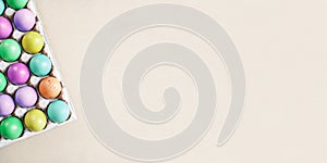 Mock up banner with easter eggs on cardboard background