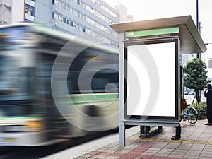 Mock up Billboard Banner template at Bus Shelter Media outdoor