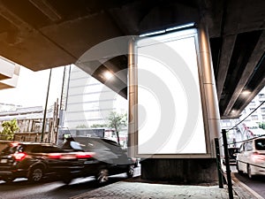 Mock up Billboard Media Light box outdoor street with Road and c