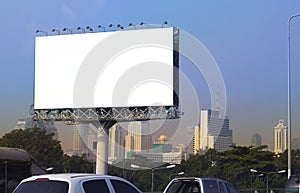 Mock up billboard on street city background