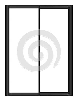 Mock up black door or window frame isolated on white background with clipping path