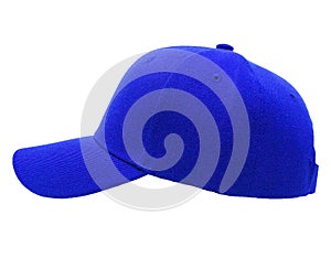 Mock up blank baseball color blue cap closeup of side view