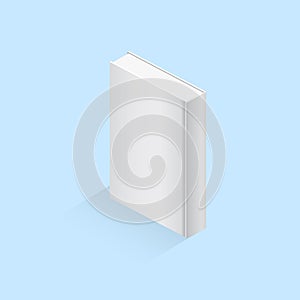 Mock up of blank book, notebook, notepad, magazine, booklet, brochure. Vector 3D illustration of a gray book on a blue