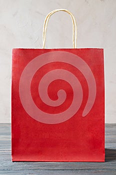 Mock-up of blank craft package, mockup of red paper shopping bag