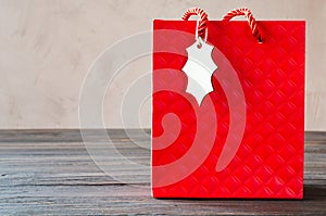 Mock-up of blank craft package, mockup of red paper shopping bag