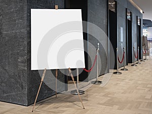 Mock up Blank Poster on stand Elevator indoor building