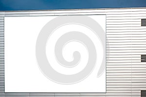 Mock up. Blank vertical billboard, poster frame, advertising on industrial style building wall