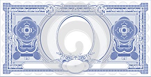 Mock-up of a classic banknote with a portrait in the middle blue