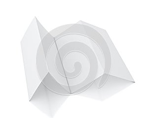 Mock up 3d model of blank leaflet lying isolated on white background