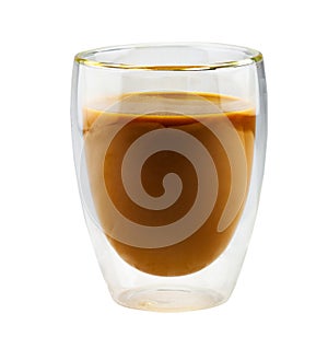 Mock Up for design logo, Hot fresh coffee in white through sight glass, Tasty hot beverage menu include Americano, Espresso, Latte