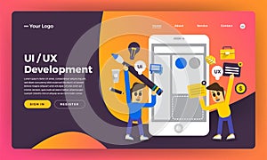 Mock-up design website flat design concept UX/UI Development. Vector illustration.