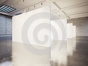 Mock up of empty gallery interior with white