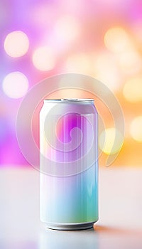 Mock up empty soft drink aluminum can on abstract background with copy space for text