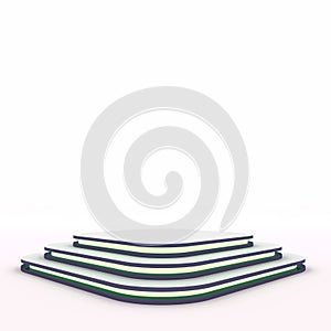 Square mock up of empty stage.Space to place your text or object. 3d render. Green neon.