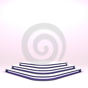 Mock up of empty stage.Space to place your text or object. 3d render. Burgundy neon.