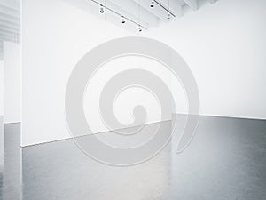 Mock up of empty white gallery interior. 3d render