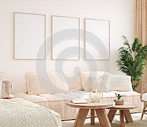 Mock up frame in cozy home interior background